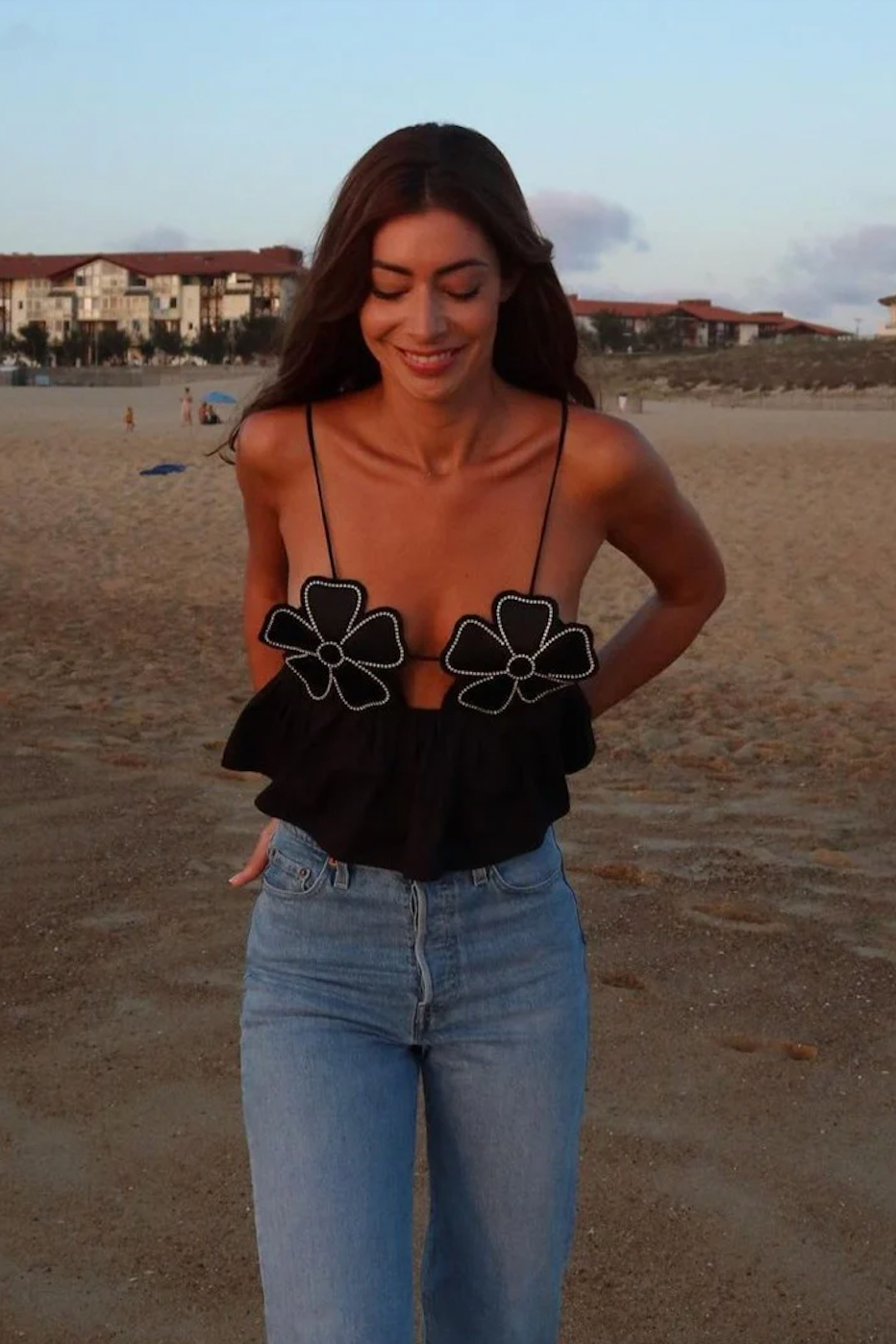 Sabrina - Rhinestone Studded Crop Top