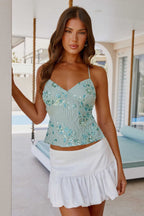 Vienna - Mint Sparkle Sequin Top