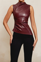 Ylona - Luxe Slim-fit Leather Top