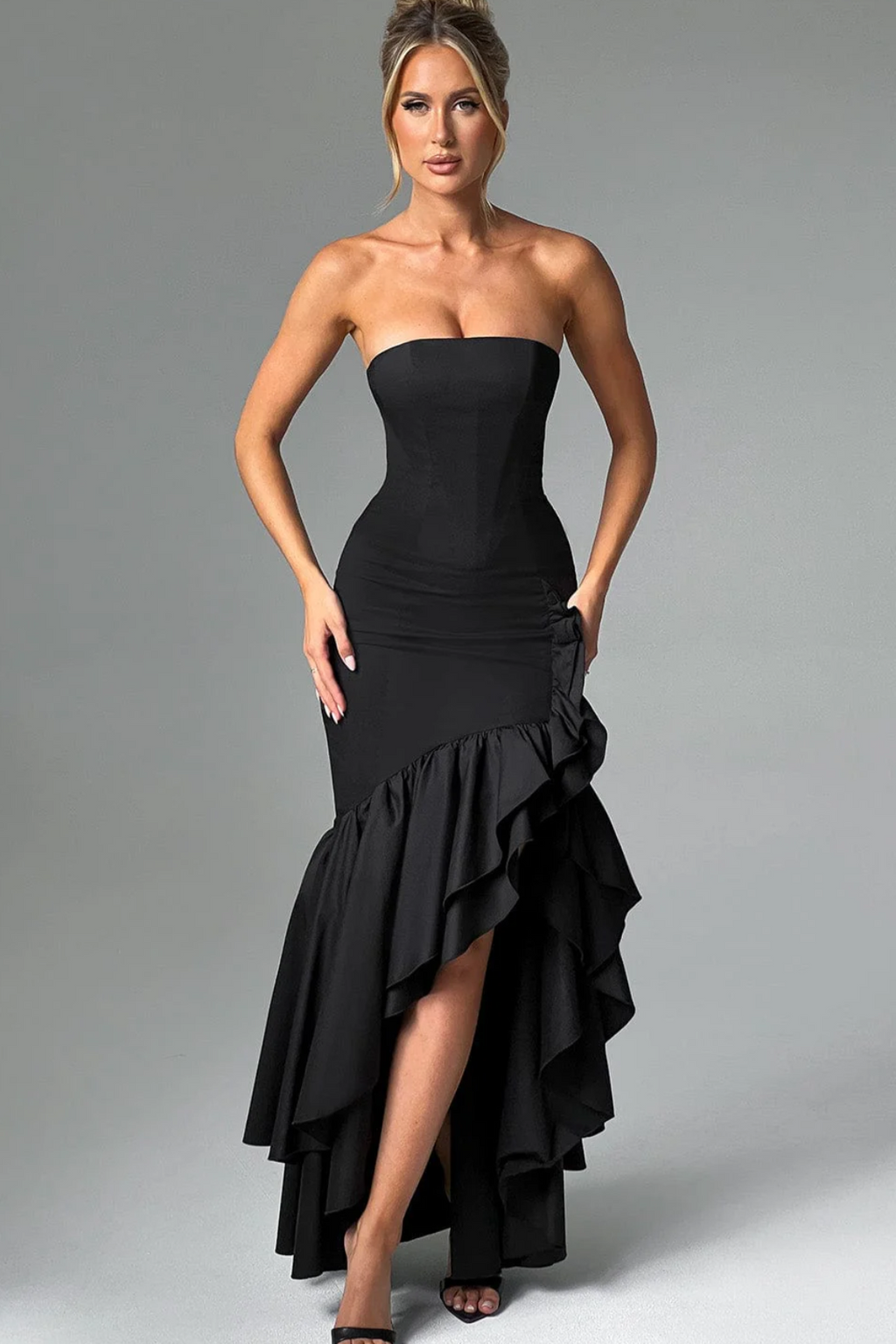 Imma - Ruffle Slit Maxi Dress