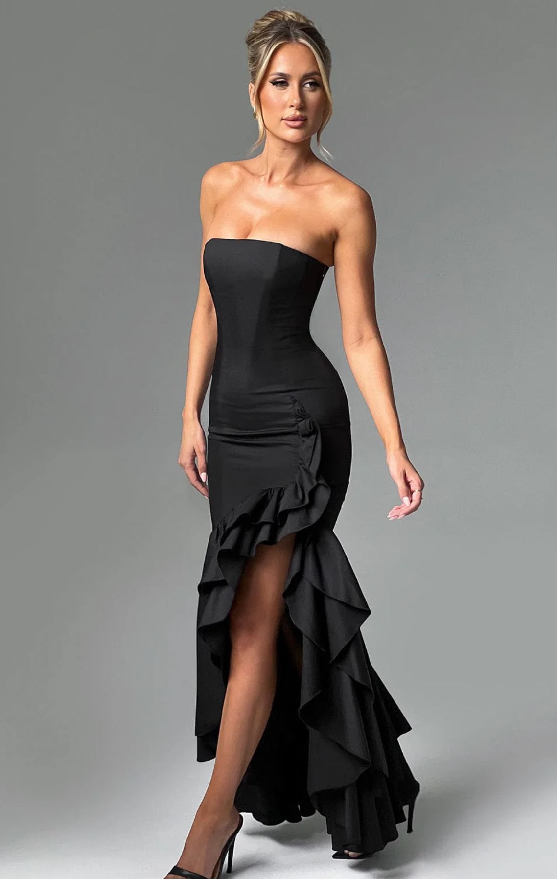 Imma - Ruffle Slit Maxi Dress