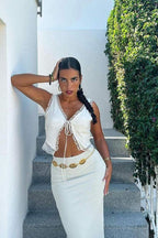 Tsina - Front Tie-Top with Lace Trims