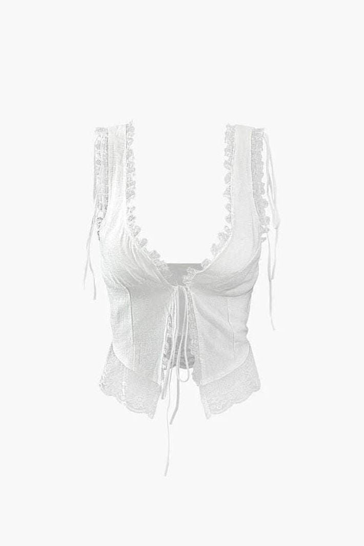Tsina - Front Tie-Top with Lace Trims