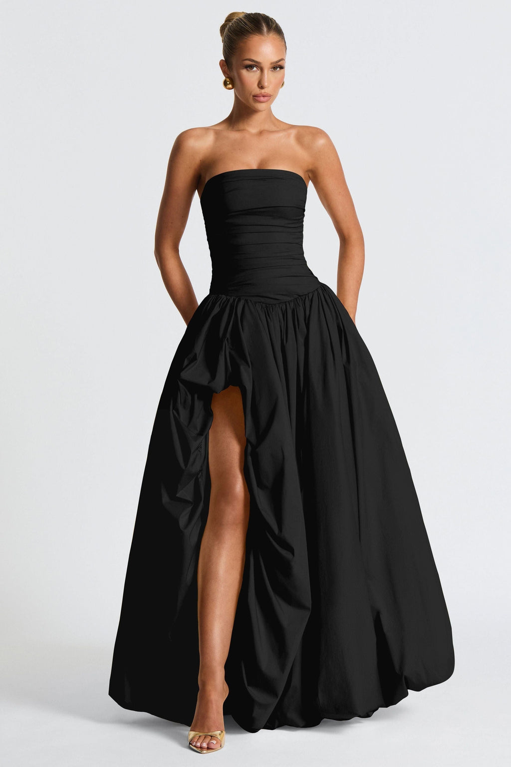 Julia - Satin Ruffle Maxi Dress