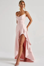 Olivia - Satin Ruffle Maxi Dress