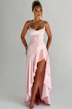 Olivia - Satin Ruffle Maxi Dress